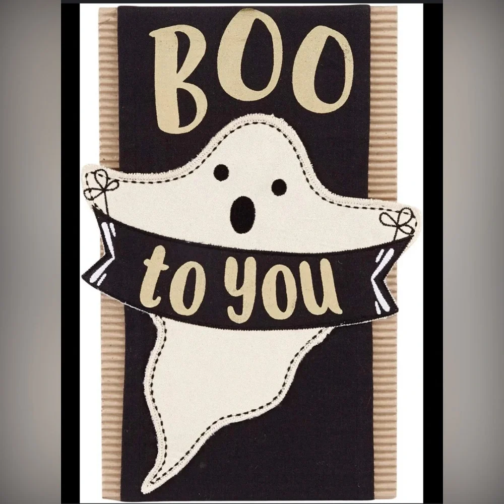 MUDPIE Lot 2 Halloween Pillow‎ Wraps Only Embroidered Canvas Pumpkin Witch Ghost
